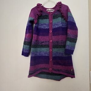 Deux Par Deux Striped Purple and Blue Knit Cardigan